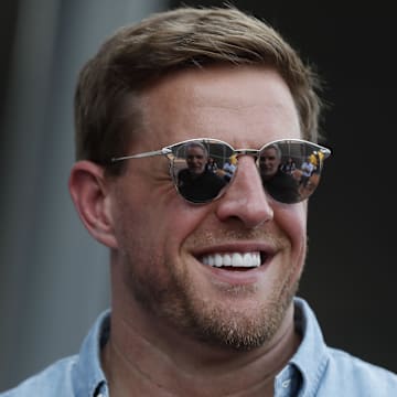 Aug 3, 2024; Canton, OH, USA;  Houston Texans former  defensive end J.J. Watt in attendance at the Class of 2024 Pro Football Hall of Fame enshrinement ceremony at Tom Benson Hall of Fame Stadium. Mandatory Credit: Charles LeClaire-Imagn Images