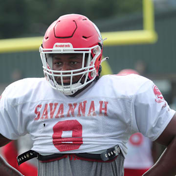 Savannah Christian's Elijah Griffin watches during practice on Monday, July 29, 2024 at Pooler Stadium.