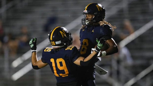 The Naples Golden Eagles compete against the Sarasota Riverview Rams in the season opener at Staver Field in Naples on Friday