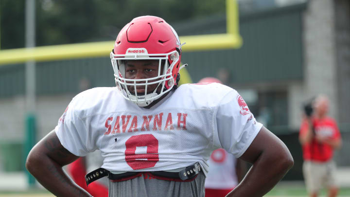 Savannah Christian's Elijah Griffin watches during practice on Monday, July 29, 2024 at Pooler Stadium.