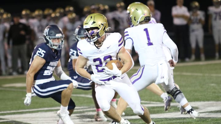 CPA running back Rawls Patterson (22) had a 78-yard touchdown run in the third quarter that broke open CPA's Division II-AA Middle Region game against FRA Friday, Oct. 25, 2024 at Franklin Road Academy in Nashville.