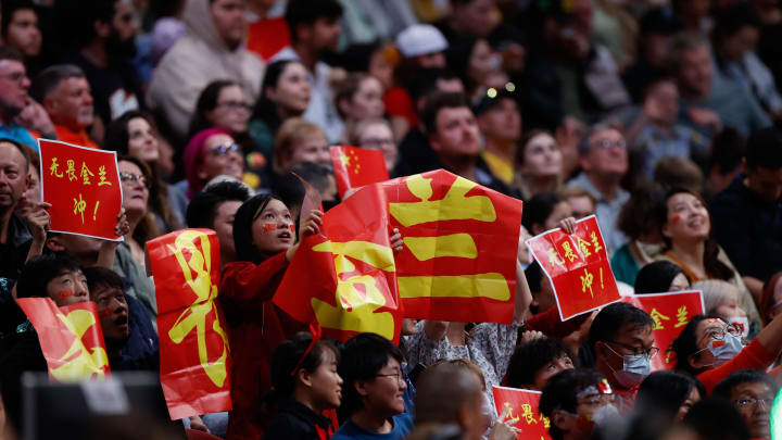 OCT 1, 2022; Sydney, AUS; China fans in fourth quarter of FIBA Women   s World Cup final against China at Sydney SuperDome. Mandatory Credit: Yukihito Taguchi-USA TODAY Sports