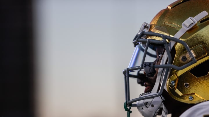 Sep 30, 2023; Durham, North Carolina, USA; Notre Dame Fighting Irish cornerback Benjamin Morrison (20) looks on before the first half of the game against Duke Blue Devils at Wallace Wade Stadium. Mandatory Credit: Jaylynn Nash-USA TODAY Sports