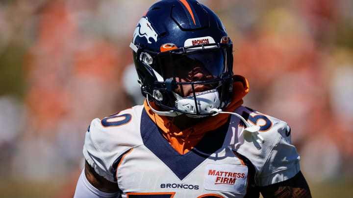 Aug 10, 2022; Englewood, CO, USA; Denver Broncos safety Caden Sterns (30) during training camp at the UCHealth Training Center. 