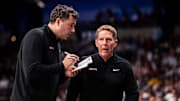 Gonzaga Bulldogs assistant coach Brian Michaelson (left) and head coach Mark Few (right).