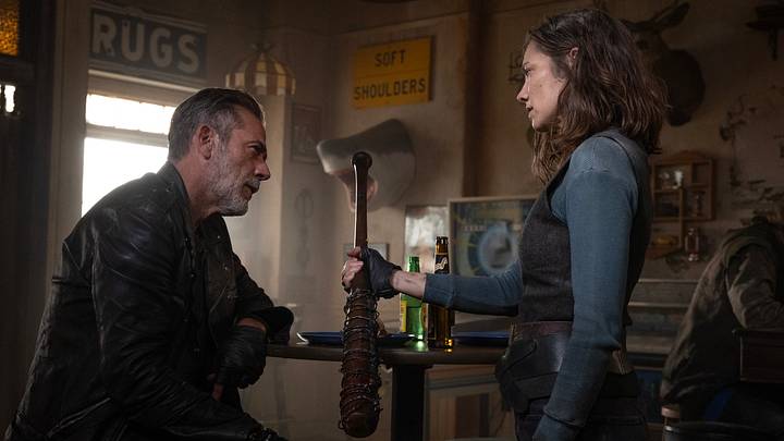 Lauren Cohan as Maggie Rhee and Jeffrey Dean Morgan as Negan in The Walking Dead: Dead City season 3