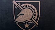 Oct 16, 2021; Madison, Wisconsin, USA;  Army Black Knights logo on sideline equipment during warmups prior to the game against the Wisconsin Badgers at Camp Randall Stadium. 