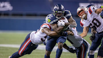 Chris Carson of the Seattle Seahawks