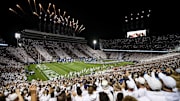 Fireworks go off over Beaver Stadium before a Penn State Nittany Lions football game vs. the Indiana Hoosiers.