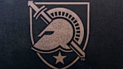 Oct 16, 2021; Madison, Wisconsin, USA;  Army Black Knights logo on sideline equipment during warmups prior to the game against the Wisconsin Badgers at Camp Randall Stadium.
