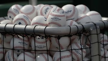 Apr 20, 2023; Pittsburgh, Pennsylvania, USA;  Official MLB  baseballs to be used for batting