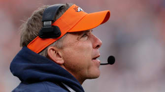 Dec 31, 2023; Denver, Colorado, USA; Denver Broncos head coach Sean Payton looks on in the second