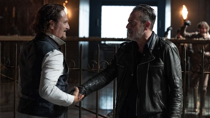 Jeffrey Dean Morgan as Negan, Kim Coates as The Bruegel - The Walking Dead: Dead City _ Season 2, Episode 4 - Photo Credit: Robert Clark/AMC