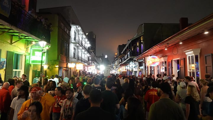 A general overall view of Bourbon Street prior to Super Bowl LIX. A general overall view of Bourbon Street prior to Super Bowl LIX.