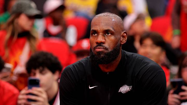 Los Angeles Lakers forward Lebron James (23) prior to game six of the first round of the 2026 NBA Playoffs against the Houston Rockets at Toyota Center on May 1, 2026.