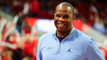UNC basketball head coach Hubert Davis versus NC State