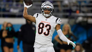 Cincinnati Bengals wide receiver Tyler Boyd (83) throws the ball resulting in an interception