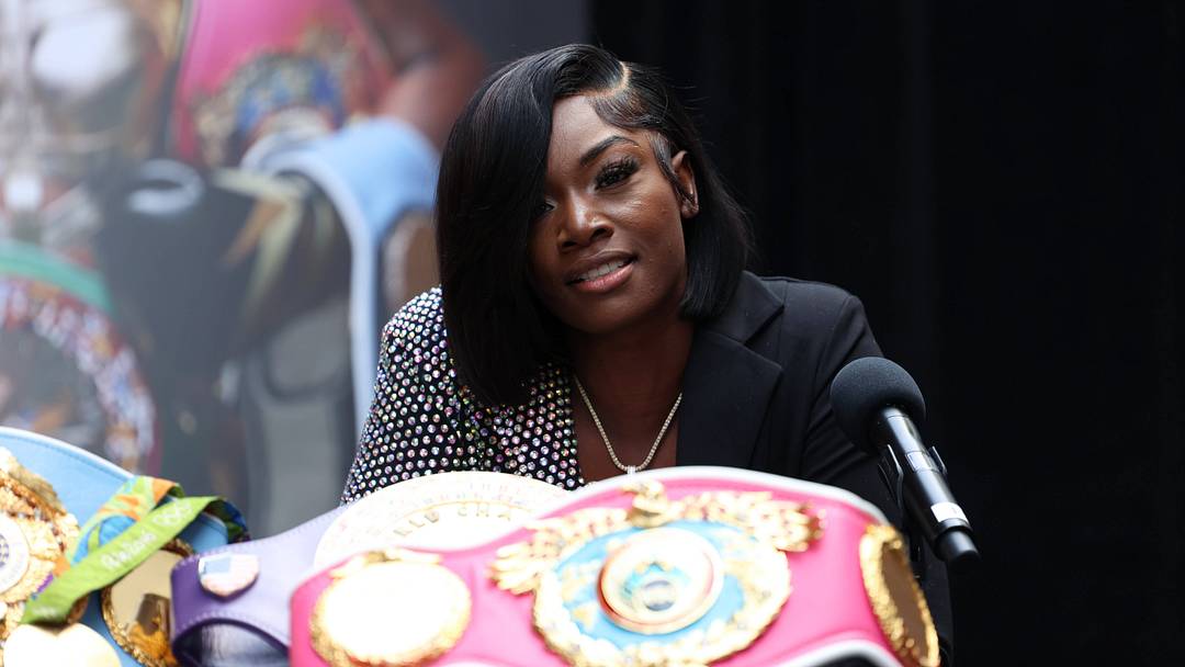 CLARESSA SHIELDS reacts to comments during the final press conference on May 31, 2023. CLARESSA SHIELDS reacts to comments during the final press conference on May 31, 2023.