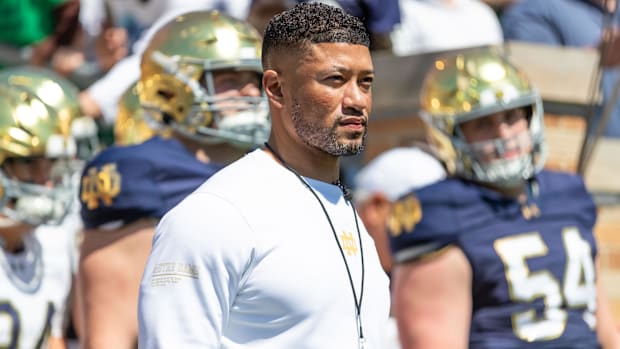 Notre Dame head coach Marcus Freema