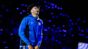 Duke freshman Cameron Boozer is introduced for Countdown to Craziness at the Cameron Indoor Stadium. 