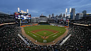 Jun 8, 2021; Detroit, Michigan, USA; A wide shot from high up behind home plate as Seattle Mariners starting pitcher Marco Gonzales (7) pitches to Detroit Tigers designated hitter Willi Castro (9) during the third inning at Comerica Park.
