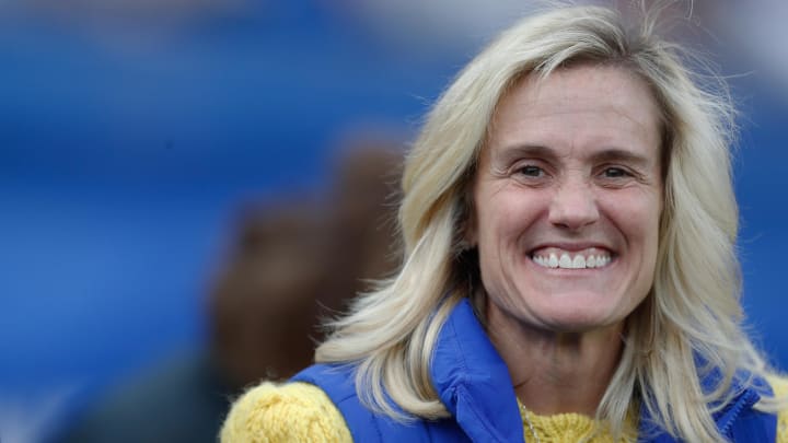 Nov 4, 2023; Pittsburgh, Pennsylvania, USA;  University of Pittsburgh athletic director Heather Lyke in attendance as the Panthers host the Florida State Seminoles at Acrisure Stadium. Mandatory Credit: Charles LeClaire-USA TODAY Sports