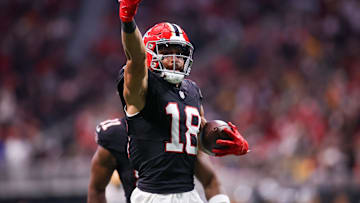 Sep 17, 2023; Atlanta, Georgia, USA; Atlanta Falcons wide receiver Mack Hollins (18) reacts after a catch against the Green Bay Packers in the second half at Mercedes-Benz Stadium. Mandatory Credit: Brett Davis-Imagn Images