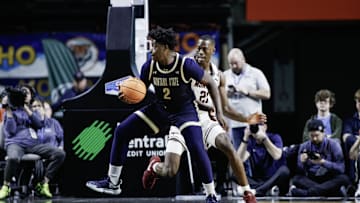 Mar 13, 2024; Boise, ID, USA; Montana State Bobcats forward Brandon Walker (2) works during the first half against the Montana Grizzlies at Idaho Central Arena. Mandatory Credit: Brian Losness-Imagn Images

