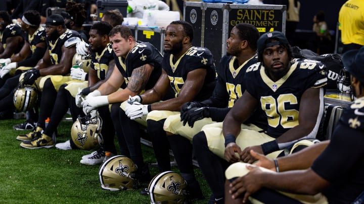 New Orleans Saints bench during a game against the Kansas City Chiefs