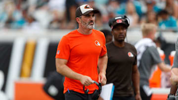 Sep 15, 2024; Jacksonville, Florida, USA; Cleveland Browns head coach Kevin Stefanski before the game against the Jacksonville Jaguars at EverBank Stadium. Mandatory Credit: Morgan Tencza-Imagn Images