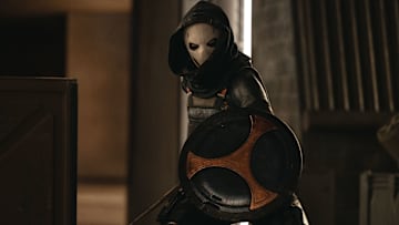 Taskmaster (Olga Kurylenko) in Marvel Studios' THUNDERBOLTS*. Photo by Chuck Zlotnick. © 2025 MARVEL.