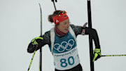 Feb 15, 2018; Pyeongchang, South Korea; Laura Dahlmeier (GER) in the women's 15km individual biathlon during the Pyeongchang 2018 Olympic Winter Games at Alpensia Biathlon Centre. Mandatory Credit: Mark Hoffman-Imagn Images