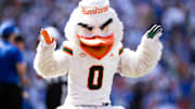 The Miami Hurricanes mascot 