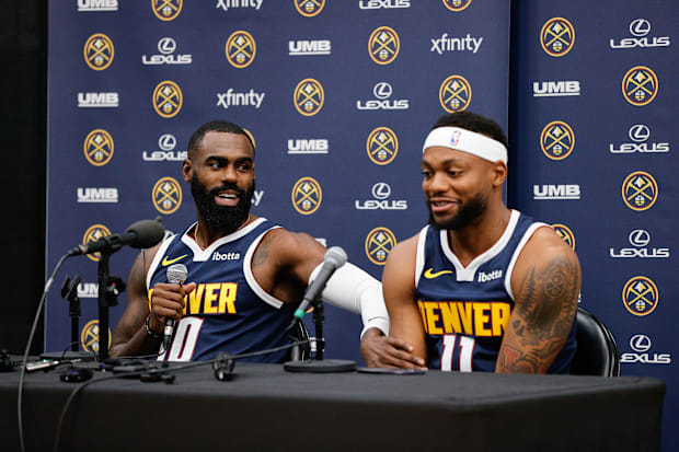 Denver Nuggets player Tim Hardaway Jr. (10) and Bruce Brown