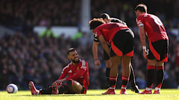 Noussair Mazraoui was forced off against Everton on Saturday