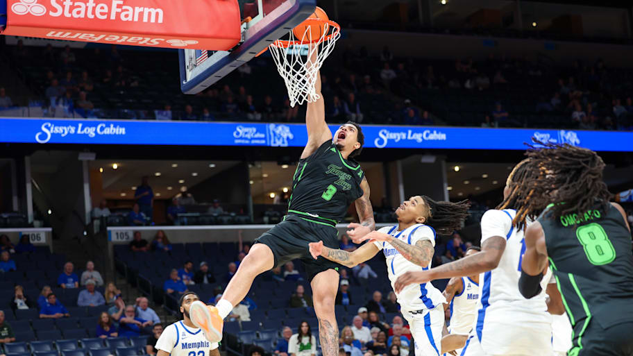 South Florida Bulls forward Isaiah Jones dunks the ball against the Memphis Tigers.