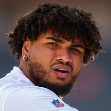 Sep 22, 2024; Tampa, Florida, USA; Tampa Bay Buccaneers offensive tackle Tristan Wirfs (78) warms up before a game against the Denver Broncos at Raymond James Stadium. Mandatory Credit: Nathan Ray Seebeck-Imagn Images