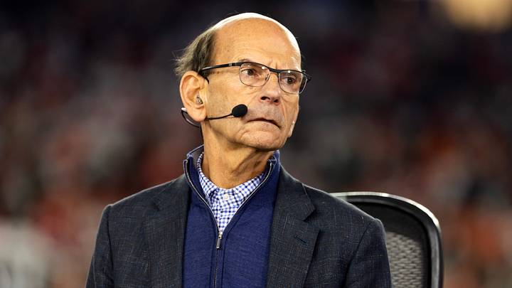 Jan 8, 2026; Glendale, AZ, USA; Paul Finebaum in attendance of the Mississippi Rebels against the Miami Hurricanes in the 2026 Fiesta Bowl and semifinal game of the College Football Playoff at State Farm Stadium. Mandatory Credit: Mark J. Rebilas-Imagn Images