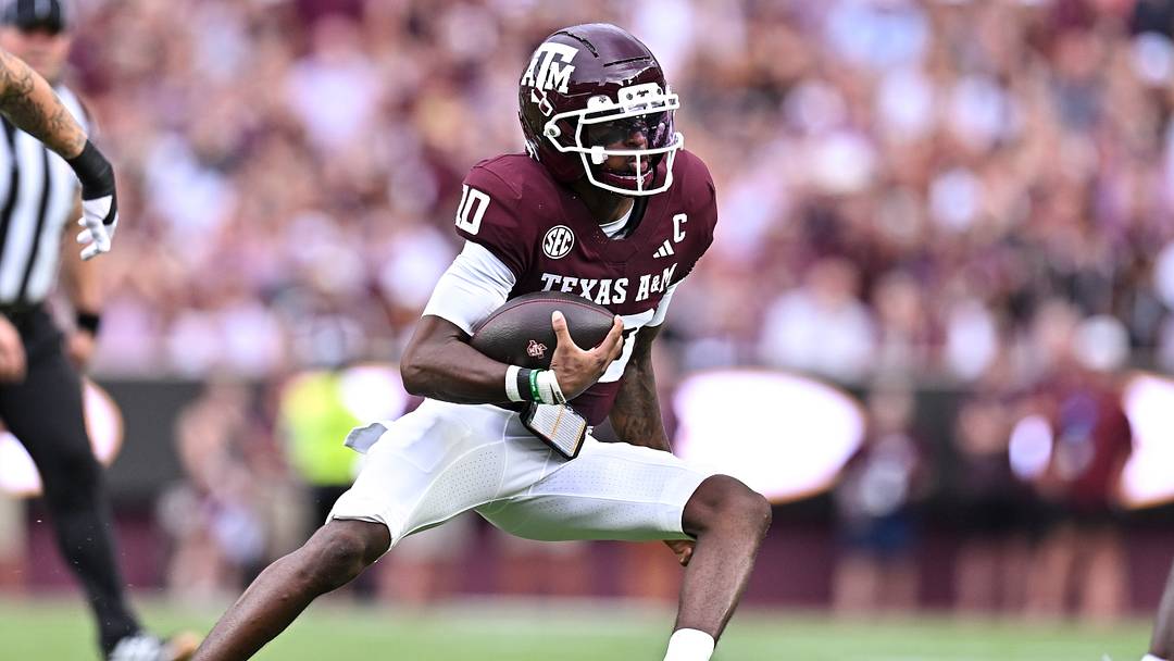 Texas A&M Aggies quarterback Marcel Reed (10) runs the ball during the first quarter against the Missouri State Bears at Kyle Field. Texas A&M Aggies quarterback Marcel Reed (10) runs the ball during the first quarter against the Missouri State Bears at Kyle Field.