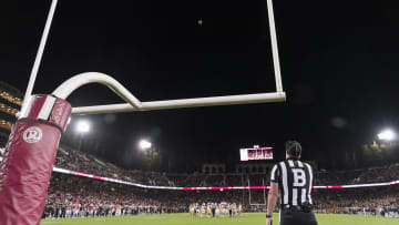 Joshua Karty prepares to kick a field goal