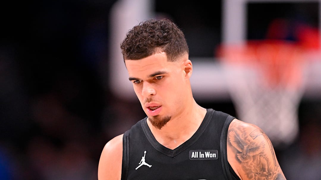 Jan 12, 2026; Dallas, Texas, USA; Brooklyn Nets forward Michael Porter Jr. (17) walks back up the court at the end of the game against the Dallas Mavericks at the American Airlines Center. Mandatory Credit: Jerome Miron-Imagn Images
