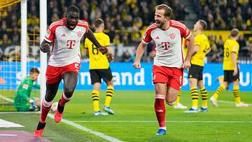 Dayot Upamecano und Harry Kane jubeln im Signal-Iduna-Park Dayot Upamecano und Harry Kane jubeln im Signal-Iduna-Park