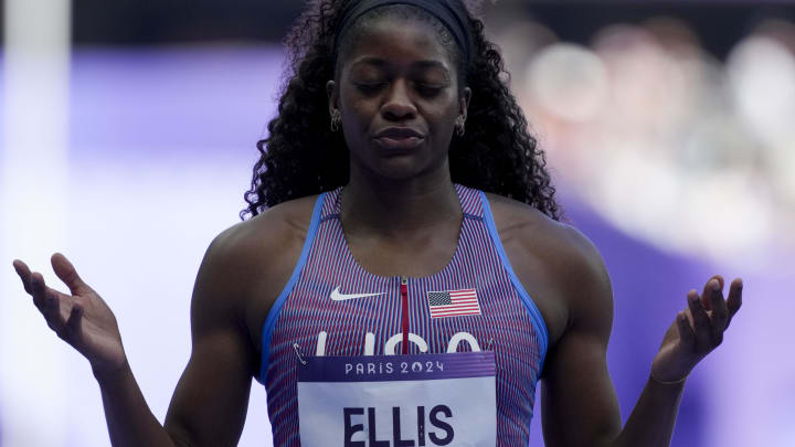 Aug 5, 2024; Paris Saint-Denis, France; Kendall Ellis (USA) during the Paris 2024 Olympic Summer Games at Stade de France. 