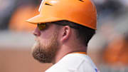 Tennesse associate head baseball coach Josh Elander during the NCAA college baseball game against St. Bonaventure on Sunday, March 9, 2025, in Knoxville, Tenn.