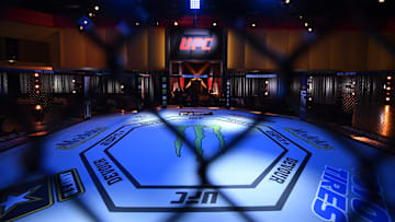 June 6, 2020; Las Vegas, NV, USA; A general view of the octagon prior to UFC 250 at the UFC APEX.  Mandatory Credit: Jeff Bottari/Zuffa LLC via Imagn Images
