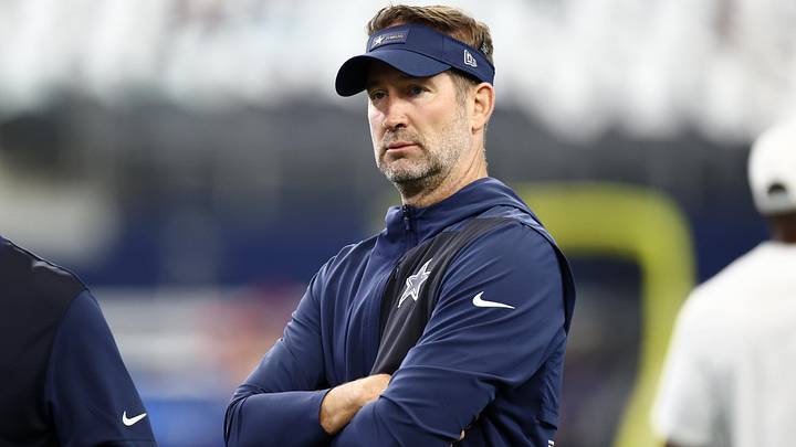 Dallas Cowboys head coach Brian Schottenheimer looks on during warmups before the game New York Giants.