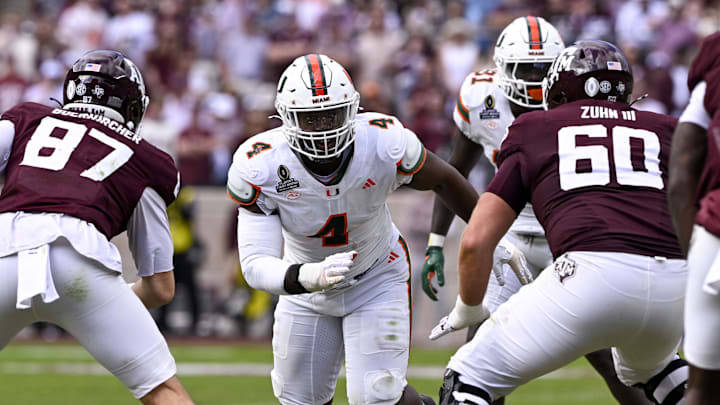 Miami Hurricanes defensive lineman Rueben Bain Jr. Mandatory Credit: Jerome Miron-Imagn Images