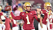 Boston College Eagles quarterback Thomas Castellanos (1) 
