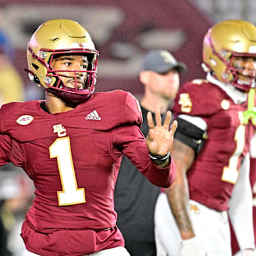 Boston College Eagles quarterback Thomas Castellanos (1) 