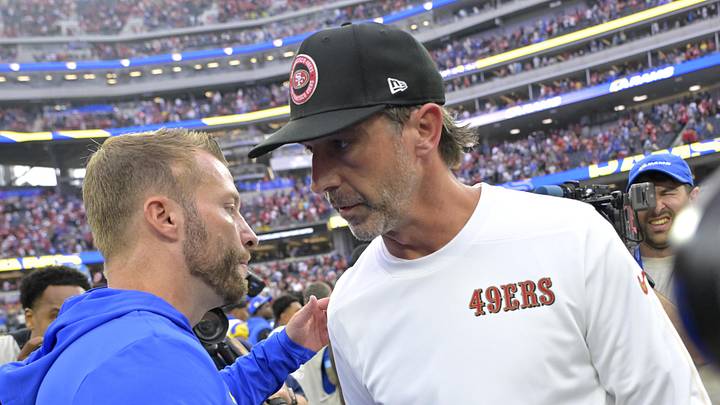 Los Angeles Rams head coach Sean McVay (left) and San Francisco 49ers head coach Kyle Shanahan (right)